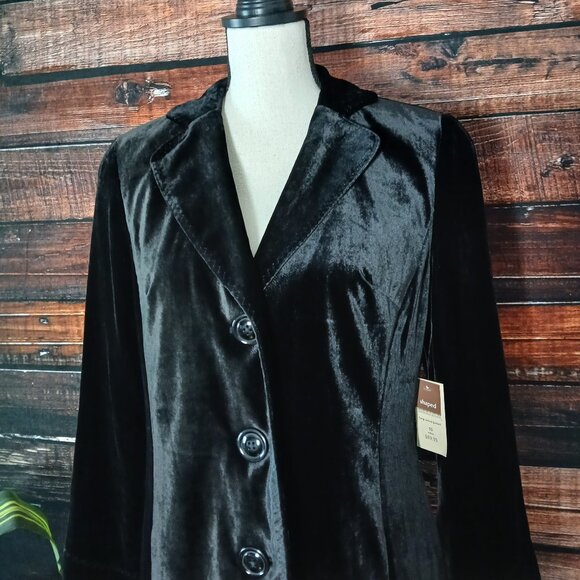 NWT Coldwater Creek Long Jacket 10 Black Velvet Rayon Silk Blend - Picture 5 of 13